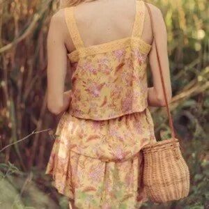 Floral Yellow top cropped